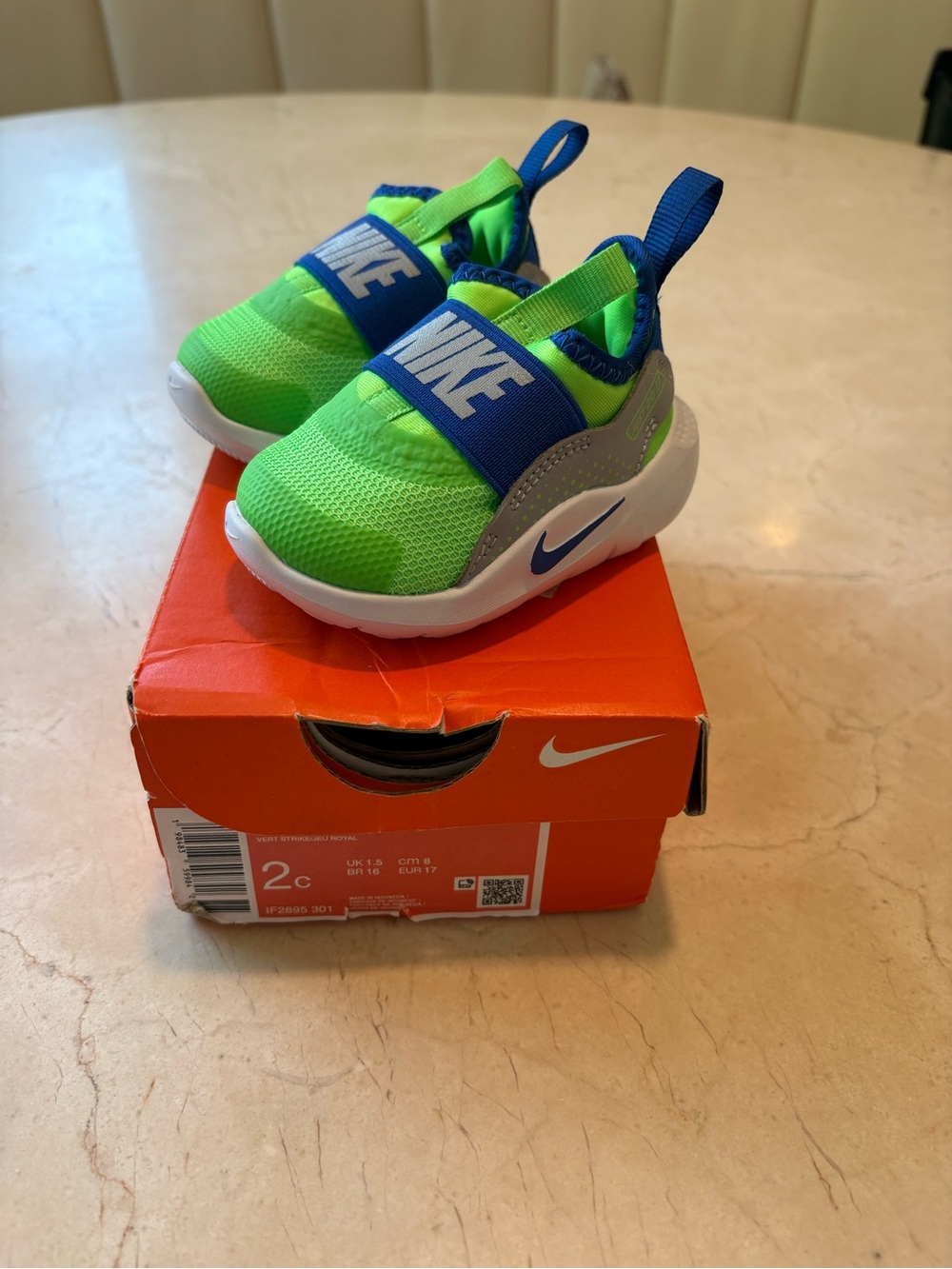 Nike Kids Slip-On Sneaker in Neon Green and Blue